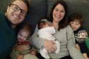 Matt and Sophie Roberts with baby Amalie and son Thomas and daughter Felicity heart saving surgery