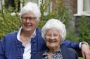 May Attree will be celebrating her 100th birthday on Monday - pictured at Hall Grange care home in Shirley with daughter Juliet (72) who travelled over from New York for the occasion