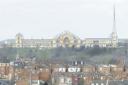 Through the mist: this view of Alexandra Palace, taken on Monday, shows the high levels of pollution in the air