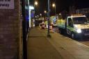 The scene of a ruptured gas pipe in Lea Bridge Road last night after a van crashed into a shop front