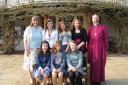 The girls with Alan Wilson, Bishop of Buckingham, and Nicola Gledhill