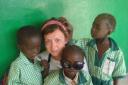 Rebecca Bardell with students from the Tuti Nursery School
