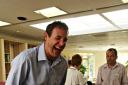 Hornets manager Malky Mackay enjoyed a cup of tea and a chat with patients when he visited the Peace Hospice in Watford.