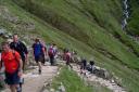 Peak condition: busy section of Ben Nevis climb
