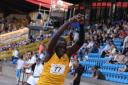 Winner: Stefan Amokwandoh jumps for gold...