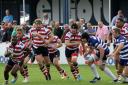 Great start: Nev Edwards leads the Rosslyn Park charge in the opening day win at Coventry          Picture: David Whittam