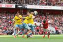 Blocker: Crystal Palace's Joel Ward gets in the way of an Alexis Sanchez header