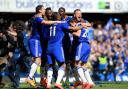 Chelsea players celebrate a first Premier League title since 2010