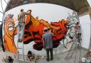 See street art being created at the Meeting of Styles UK festival in Shoreditch