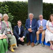Imelda Staunton, Joanna David, designer Charlie Hawkes, Jim Carter, Jim Broadbent and National Brain Appeal chief exec Theresa Dauncey at The Chelsea Flower Show.