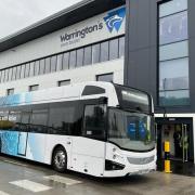 One of the new electric buses at the bus depot on Dallam Lane