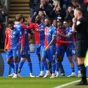 Crystal Palace's Jean-Philippe Mateta (centre) celebrates scoring against Luton Town