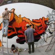See street art being created at the Meeting of Styles UK festival in Shoreditch