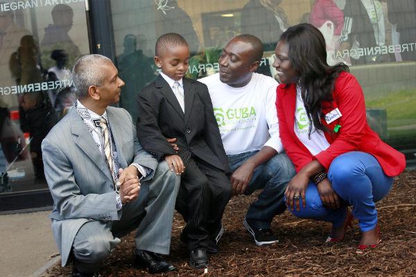 Knox Daniel with his 8-year-old autistic son Joshua Beckford, George Ameyaw and Dentaa Amoateng, the founder of the GUBA foundation