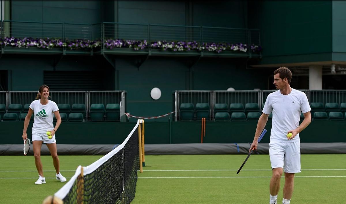 Andy Murray practises with new coach Amelie Mauresmo 