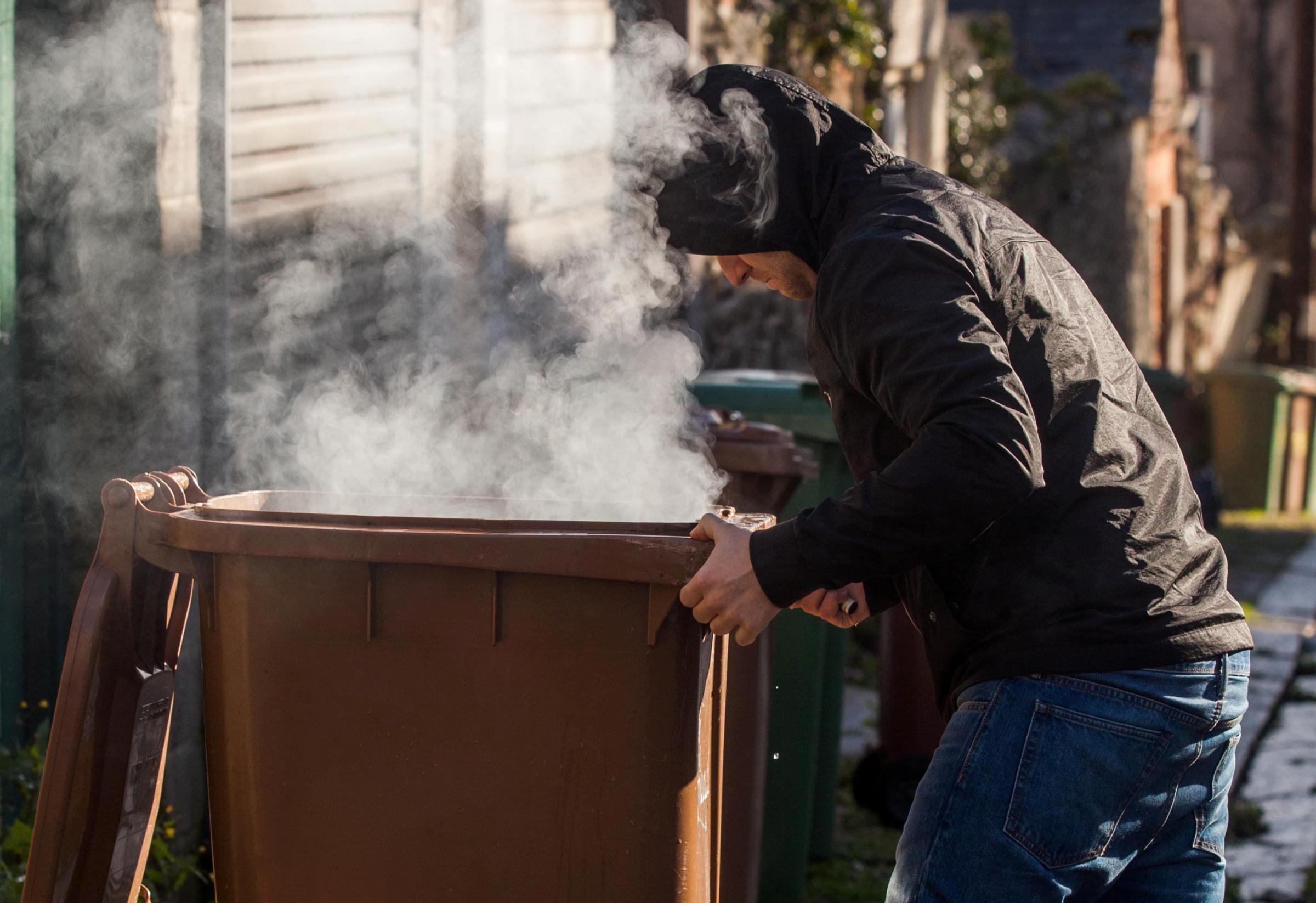 You're wheelie stupid: 'Idiot' kids getting high off fumes from burning bins