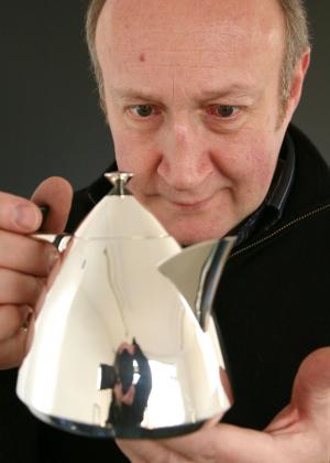 Croydon silversmith Richard Fox with a piece made from argentium