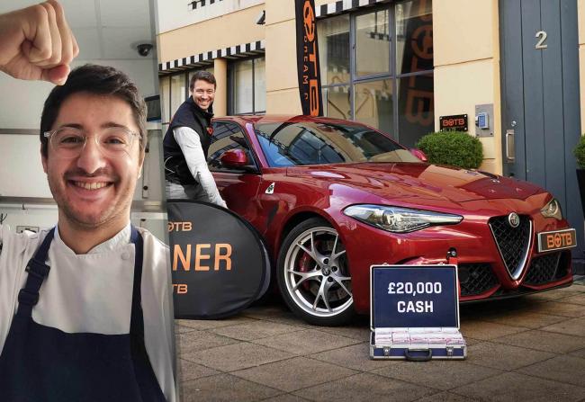 Valter Nunes celebrating winning a new car and £20,000
