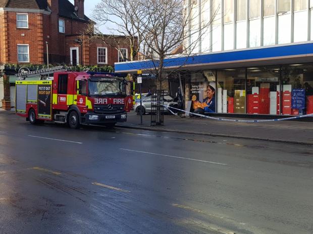 This Is Local London: A fire engine parked up by the crash scene this morning