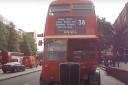 A classic bus in London screengrabbed from a YouTube video from 'Captured in India, London & the UK