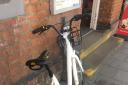 The vandalised OFO bike outside St Margarets Station
