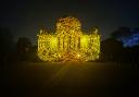 Chiswick House illuminated in cobweb lights