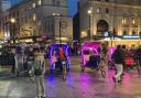 Pedicabs lined up outside the Hippodrome Casino in Leicester Square