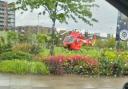 Air ambulance at scene of incident in Woolwich