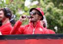 Arsenal's Jack Wilshere during their FA Cup victory parade through north London
