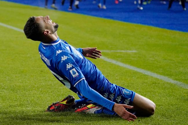 Empoli’s Nedim Bajrami celebrates after scoring his side's second goal against Udinese