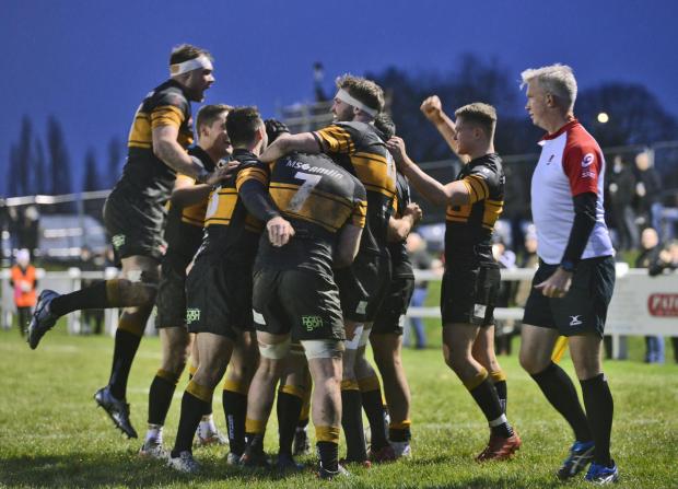 This Is Local London: Sloan celebrates a try  Photo Leo Wilkinson
