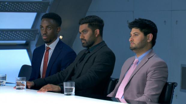 This Is Local London: Final 3 in boardroom: Akeem, Ashkay, Harry (BBC/ Naked)