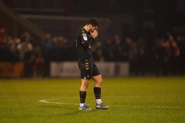 This Is Local London: Charlton Athletic's Elliot Lee appears dejected after having his goal ruled out during the Sky Bet League One match at the Mornflake Stadium, Crewe