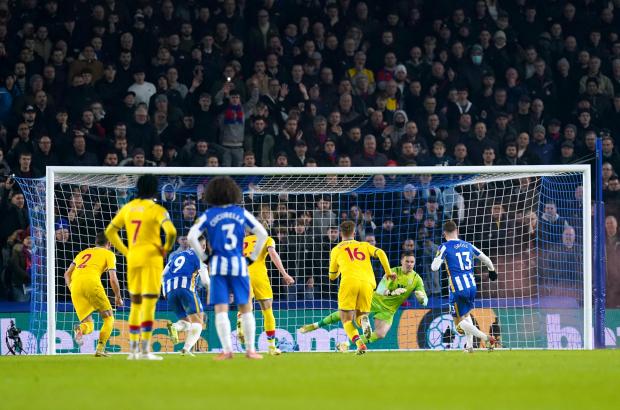 This Is Local London: Crystal Palace goalkeeper Jack Butland saved a penalty from Brighton's Pascal Gross