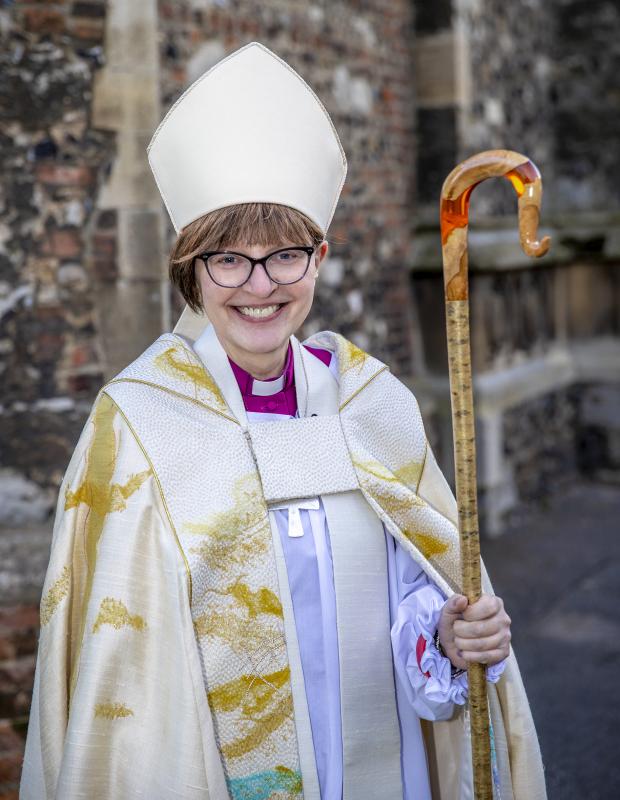 This Is Local London: The Right Reverend Lynne Cullens pictured after the welcome service at Chelmsford Cathedral. Photo: Paul Starr
