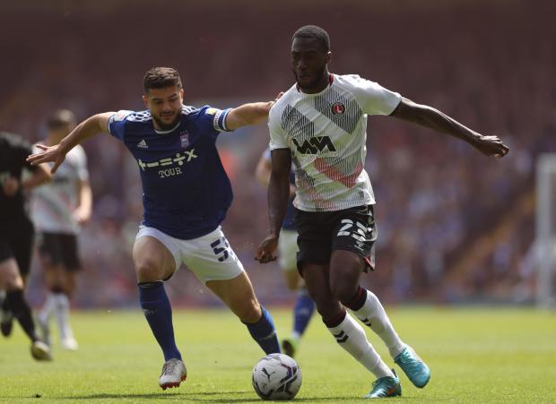 This Is Local London: Ipswich Town's Samy Morsy (left) and Charlton Athletic's Corey Blackett-Taylor battle for the ball during the Sky Bet League One match at Portman Road, Ipswich