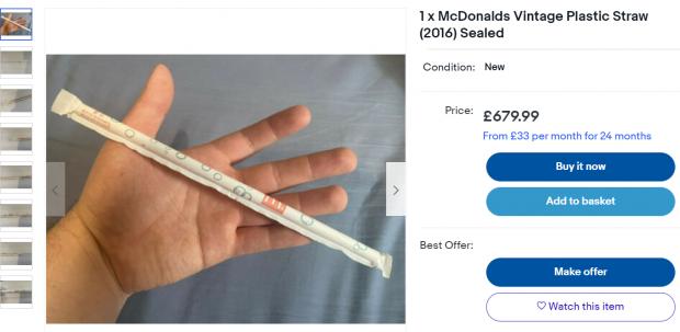 This Is Local London: McDonald's straw for sale (photo credit: Seller @EpicDuck99 on eBay)