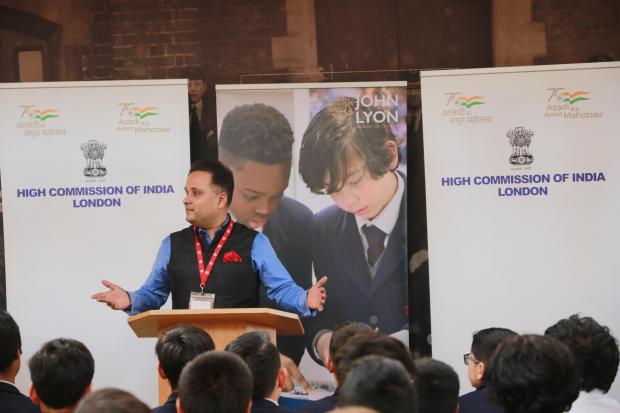 This Is Local London: Amish Tripathi addresses students