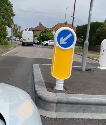 This Is Local London: The newly designed width restriction in Potters Bar. Credit: Twitter