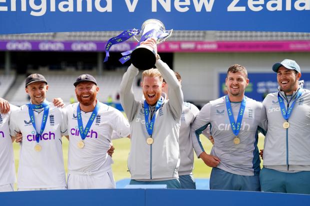 England captain Ben Stokes celebrates the series win over New Zealand