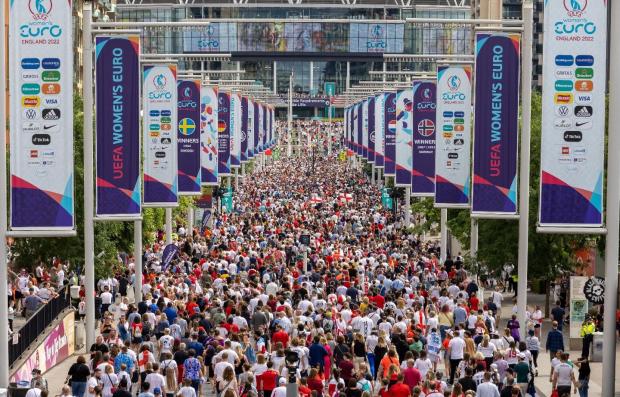 This Is Local London: Wembley Park welcomed thousands of fans ahead of the UEFA Women's EURO Final 2022 Credit: Wembley Park / Chris Winter 