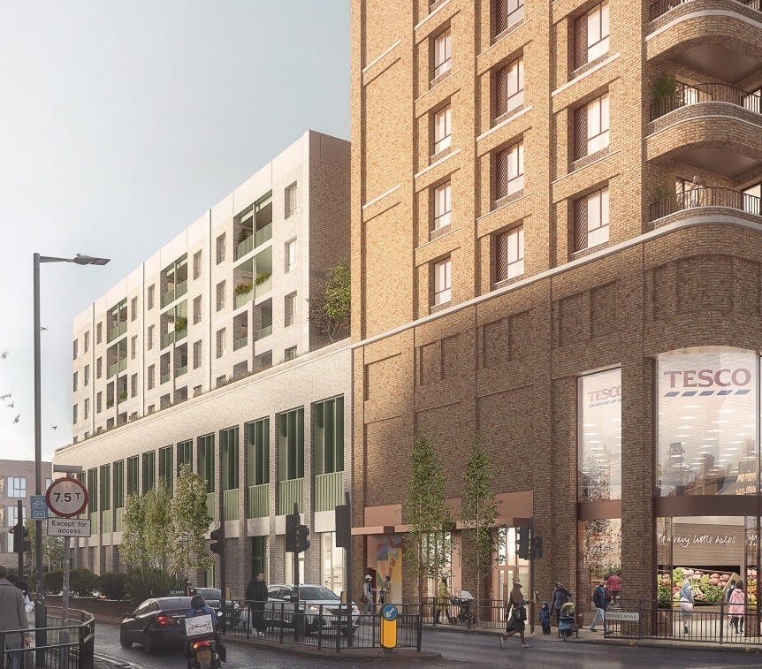 A CGI of the new Tesco that could be built following the demolition of the existing supermarket. Image Credit: Notting Hill Genesis