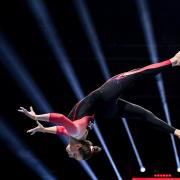 Germany's Sarah Voss competes in the Women's beam qualifications during European Artistic Gymnastics Championships.