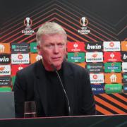 West Ham United boss David Moyes at his post-match press conference in Germany
