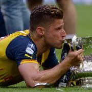 Arsenal's Olivier Giroud celebrates victory at the end of the FA Cup Final at Wembley