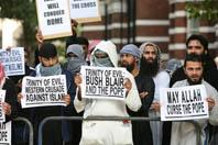  Demonstrators at the rally outside Westminster Cathedral in central London 