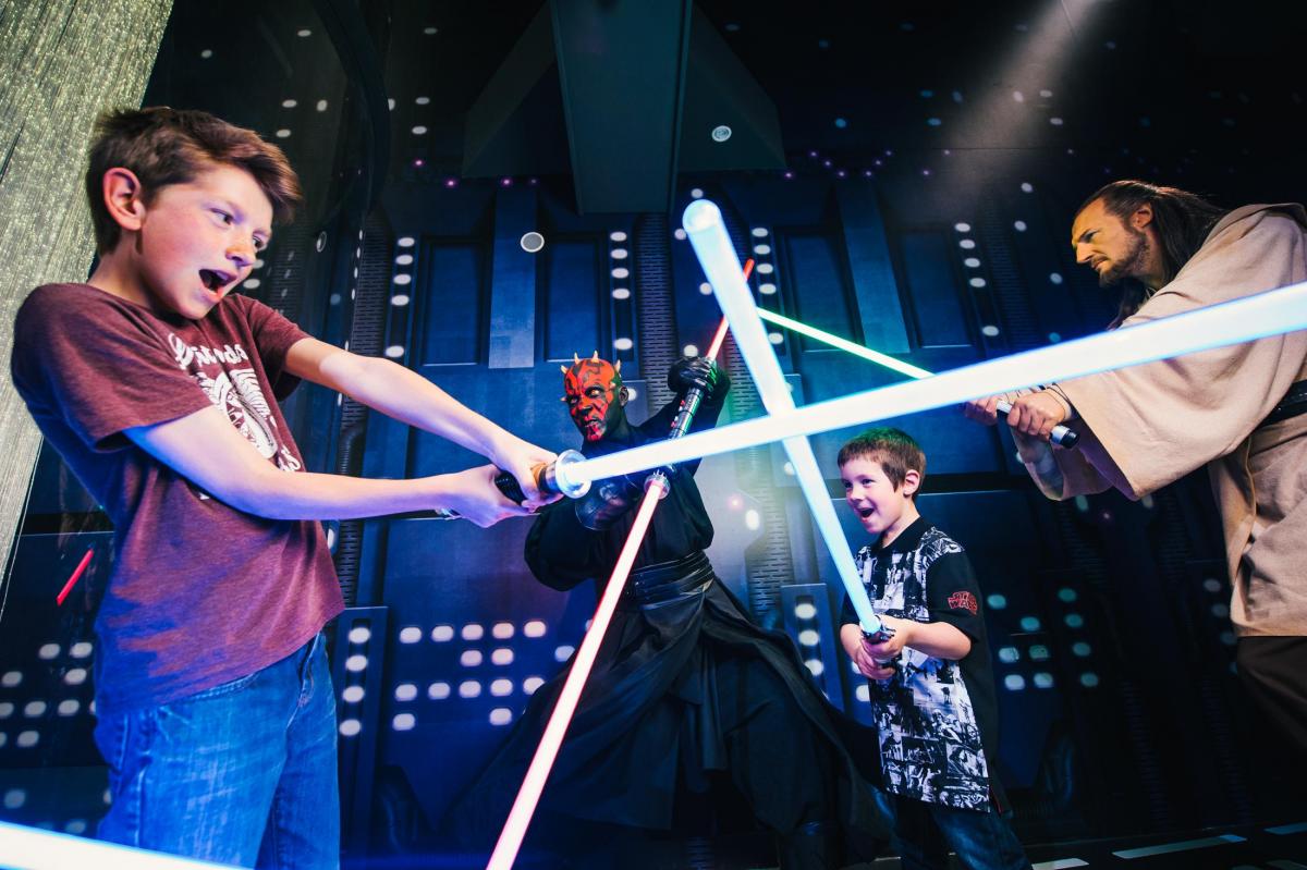 Photos of the new Star Wars at Madame Tussauds attraction opening in May 2015, featuring 16 characters in 11 separate sets.